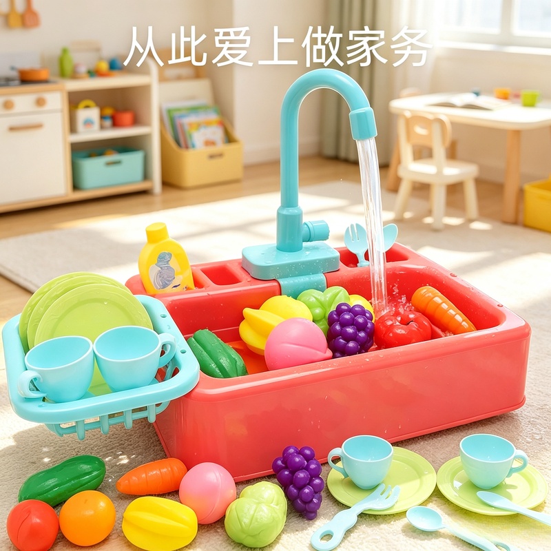 Juego de fregadero de plástico - Kids Toys Kitchen Set reseña y precio