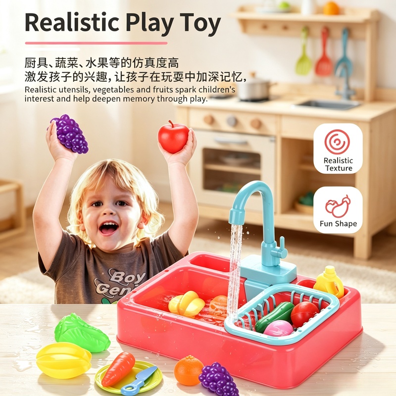 Juego de fregadero de plástico - Kids Toys Kitchen Set reseña y precio